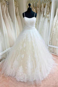 Tulle Lace Spaghetti Straps Appliqued Ball Gown Wedding Dresses WD558 by pgmdress