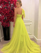 Prom Dresses with One Shoulder Slit in Prom Dress SYP12 by vivymakudress