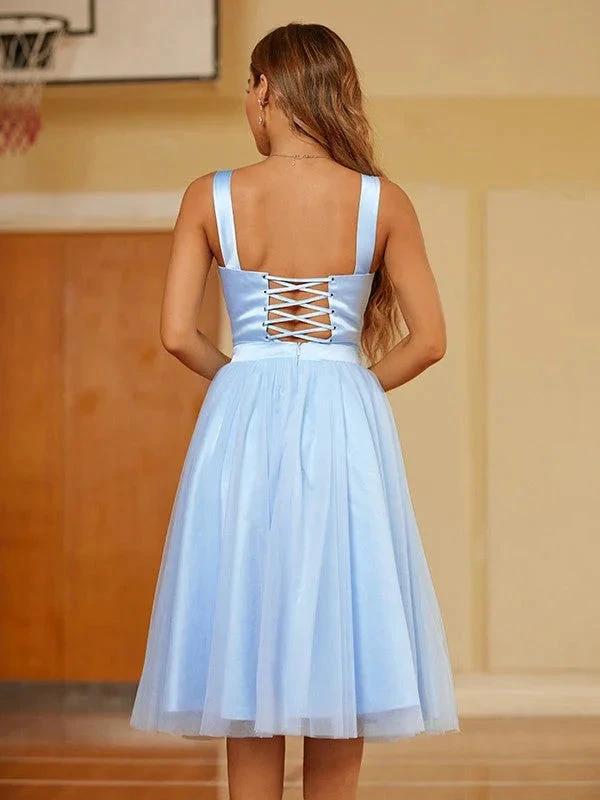 Straps Short Dress Knee Length Party Dresses SYH64 by vivymakudress