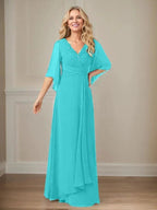 A-Line V-Neck Long Sequins Chiffon Mother Dress by Dreamylily