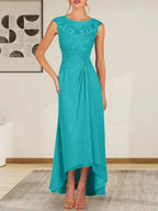 Champagne A-Line Scoop Lace Chiffon Dress by Dreamylily