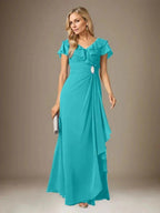 Stormy A-Line V-Neck Ruched Chiffon Dress by Dreamylily