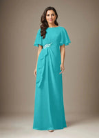 Dark Navy Sheath Beaded Chiffon Dress by Dreamylily