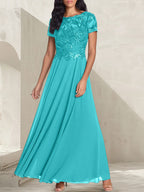 Charcoal Grey A-Line Scoop Long Mother of the Bride Dress With Beadings