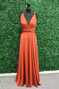 Twist Wrap Orange Bridesmaid Dress Long Bridesmaid Dress BD135 by pgmdress