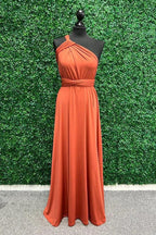 Twist Wrap Orange Bridesmaid Dress Long Bridesmaid Dress BD135 by pgmdress