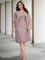 A-Line/Princess Jewel Neck Knee-Length Mother of the Bride Dresses by Dreamylily