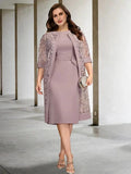 A-Line/Princess Jewel Neck Knee-Length Mother of the Bride Dresses by Dreamylily