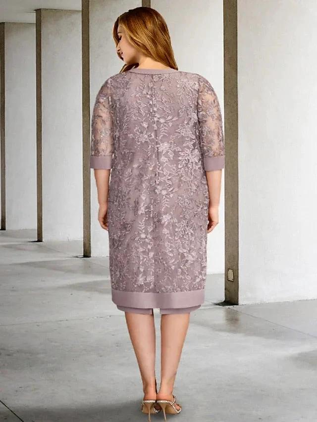 A-Line/Princess Jewel Neck Knee-Length Mother of the Bride Dresses by Dreamylily