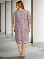 A-Line/Princess Jewel Neck Knee-Length Mother of the Bride Dresses by Dreamylily