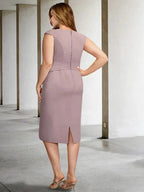 A-Line/Princess Jewel Neck Knee-Length Mother of the Bride Dresses by Dreamylily