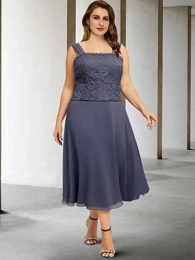 A-Line/Princess Spaghetti Straps Tea-Length Mother of the Bride Dresses by Dreamylily