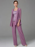 Chiffon Square Neck Mother of the Bride Pantsuits with Jacket by Dreamylily