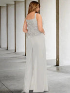 Chiffon Square Neck Mother of the Bride Pantsuits with Jacket by Dreamylily
