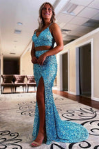 Yellow Prom Dress Two-Pieces Sequin Prom Dresses SYP94 by vivymakudress