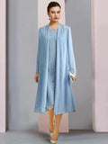 Sheath/Column Scoop Tea-Length Mother of the Bride Dresses by Dreamylily