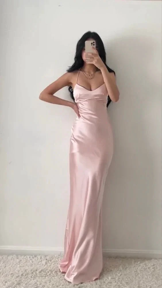 Charming Pink Mermaid Long Prom Dress,Simple Pink Evening Dress Y1932 by simplepromdress