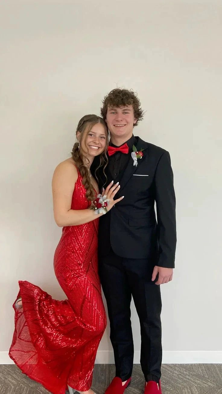 Sparkly Red V Neck Mermaid Prom Dress Red Evening Dress Y7446 by simplepromdress