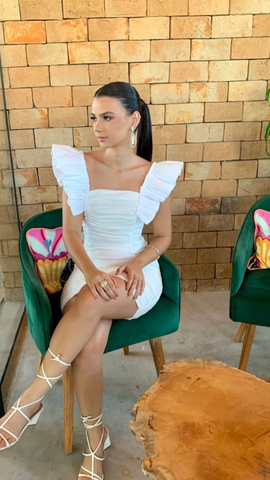 Weißes Plissee-Heimkehrkleid Weißes Cocktailkleid Y2453