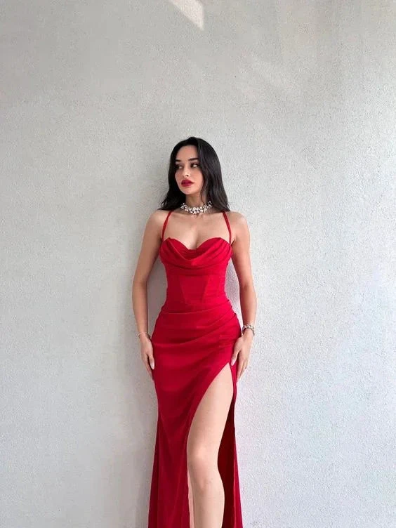 Sheath/Column Sweetheart Ruched Satin Long Prom Evening Dress Y5713 by simplepromdress
