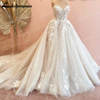 Luxurious Court Train Wedding Dress Vestido Civil Tulle Wedding Dresses Customized Lace Bodice Bridal Gown Robe de mariee