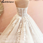 Luxurious Court Train Wedding Dress Vestido Civil Tulle Wedding Dresses Customized Lace Bodice Bridal Gown Robe de mariee