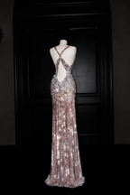 Luxury Deep V Sequin Backless Long Evening Dress Formal Prom Dress Y8683 by simplepromdress