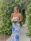Chic Mermaid Print Wedding Guest Dress,Charming Evening Dress Y4281 by simplepromdress