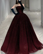 Strapless A-line Tulle Prom Dress Chic Evening Dress Y2030 by simplepromdress