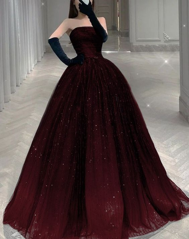 Strapless A-line Tulle Prom Dress Chic Evening Dress Y2030