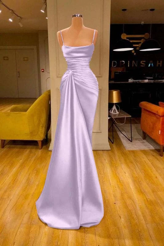 Charming Burgundy Spaghetti Straps Pleated Mermaid Prom Dress Long Evening 6868