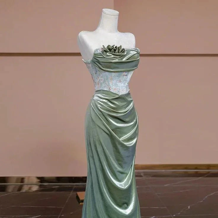 Glamorous Strapless Mermaid Pleated Evening Gown Formal Prom Dress Y7989 by simplepromdress