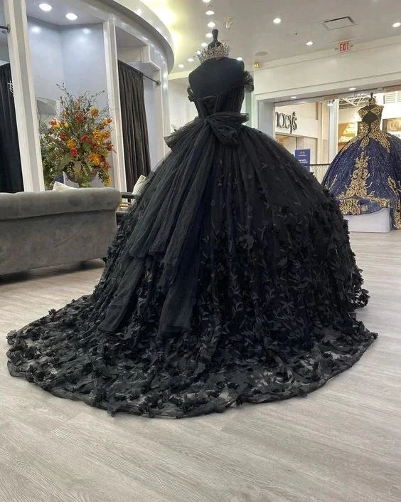 Black Quinceañera Dress,Black Ball Gown,Sweet 16 Dress Y1447 by simplepromdress