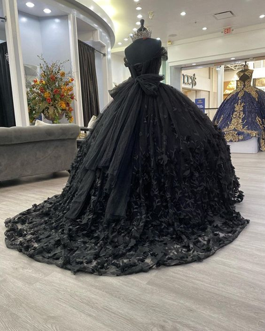 Schwarzes Quinceañera-Kleid, Schwarzes Ballkleid, Sweet 16-Kleid Y1447