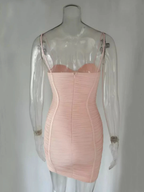 Ladies Summer Clothing Dress Sexy Shoulder Strap Skinny Club Party New Pink Dress Casual Dress Mini Homecoming Dress Y950 by simplepromdress