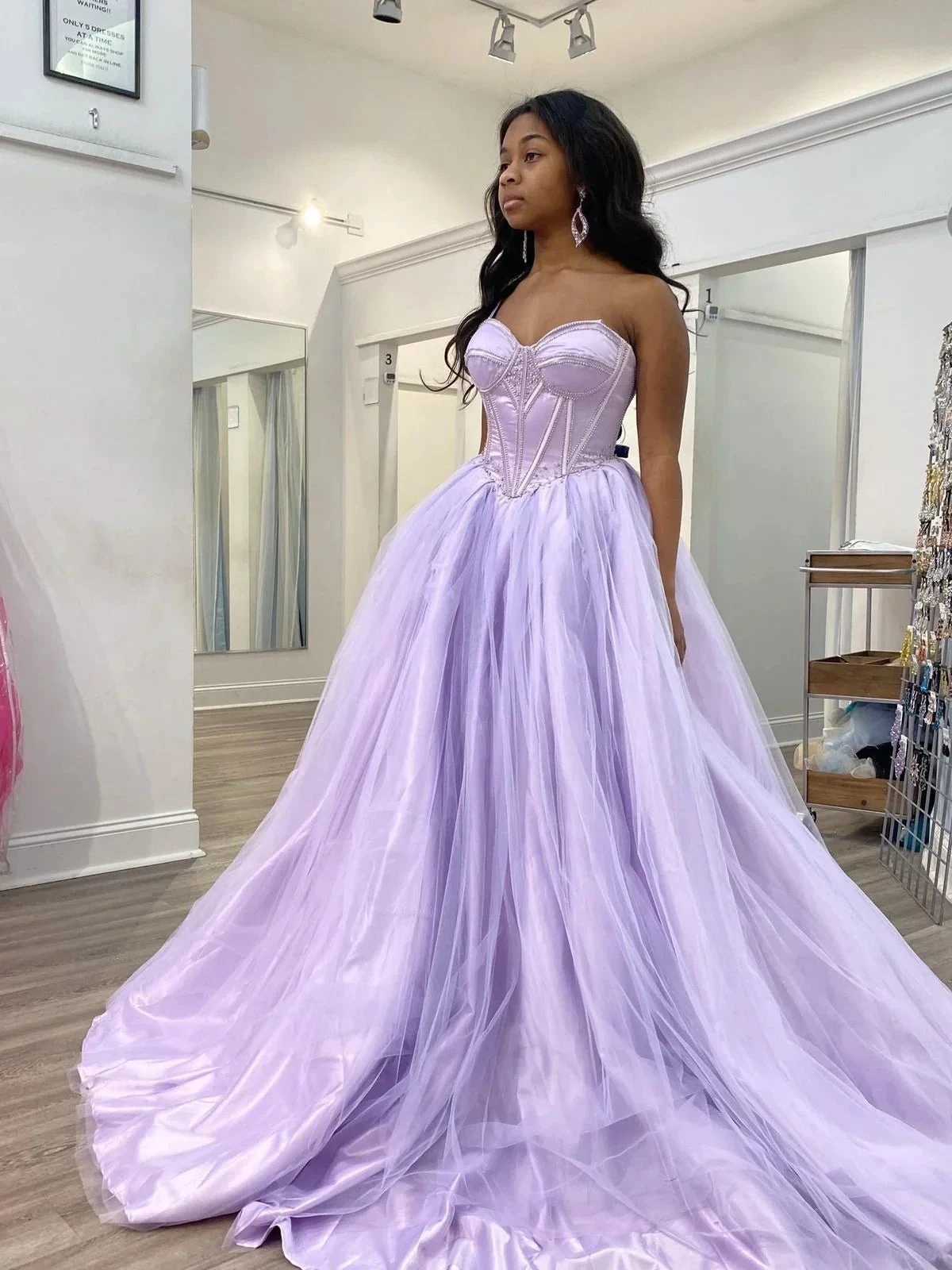 Lavender Corset Back Tulle Ball Gown,A-line Prom Dress Y4580 by simplepromdress