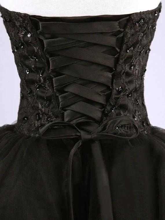 Black Strapless Ball Gown Tulle Homecoming Dresses by Ombreprom