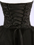 Black Strapless Ball Gown Tulle Homecoming Dresses by Ombreprom