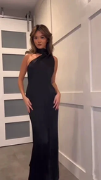 Elegant Black Backless Long Prom Dress Black Evening Dress Y7426 by simplepromdress