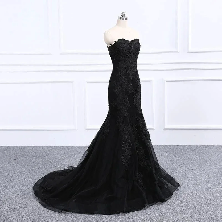Sweetheart Neckline Black Mermaid Wedding Dress Y1776 by simplepromdress