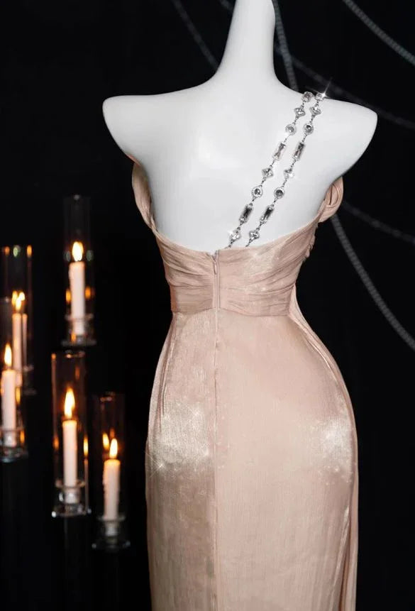 Pretty Pink One Shoulder Sheath Prom Evening Dress Y8199 by simplepromdress