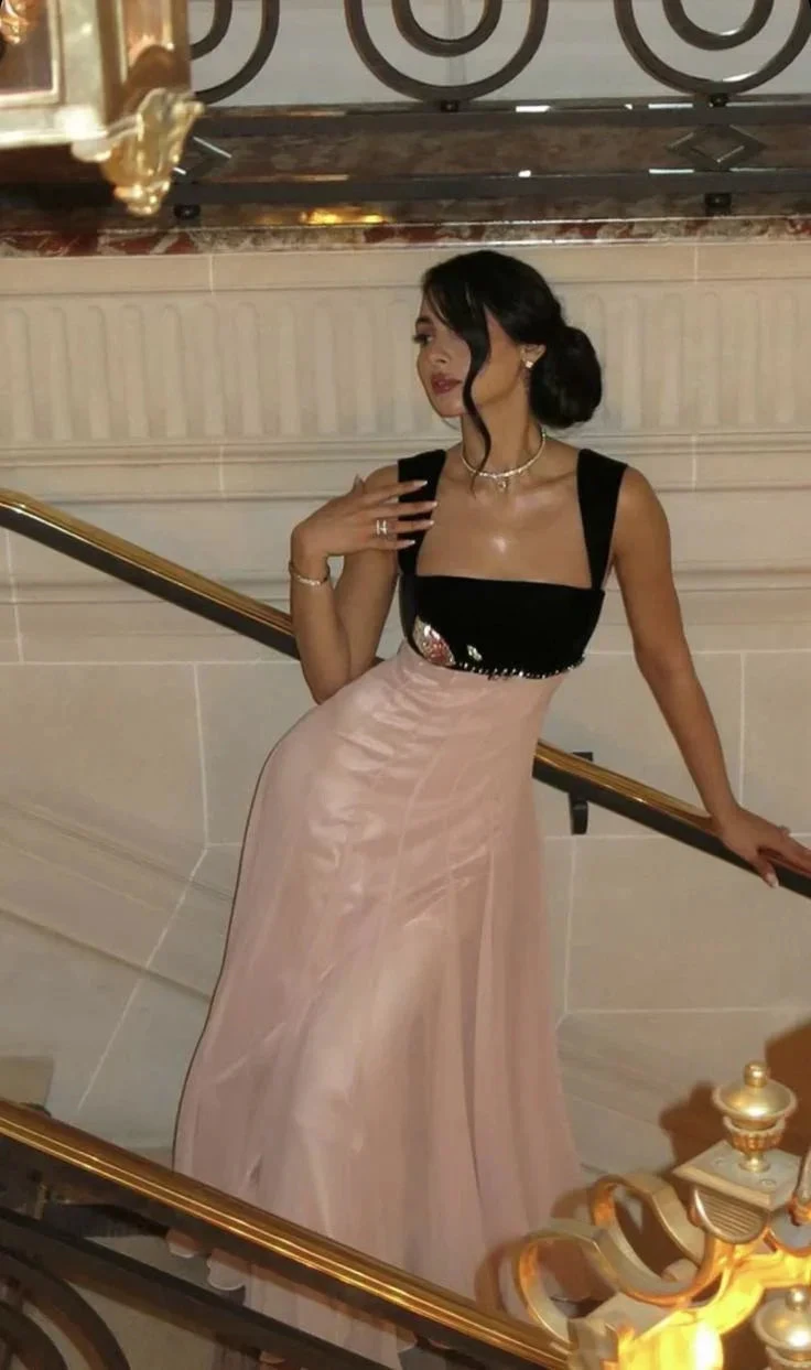 Elegant Straps Prom Dress Pink A Line Long Evening Dress Y7900 by simplepromdress