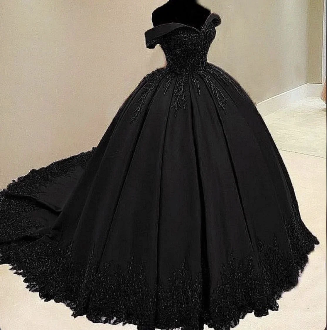 Gothic Black Off The Shoulder Ball Gown,Sweet 16 Dress Y5758 by simplepromdress