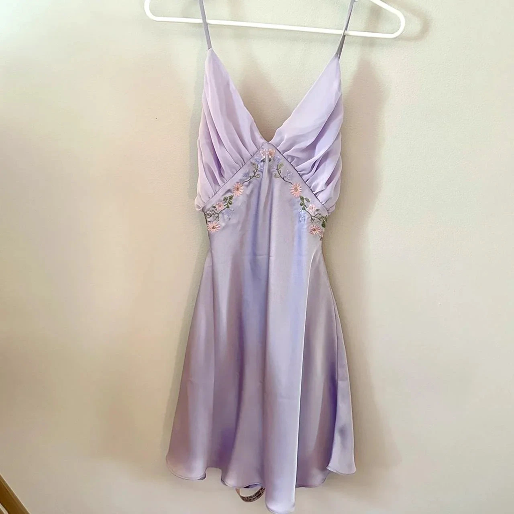 Light Purple V Neck Homecoming Dress Sexy Party Dress Y2971 by simplepromdress