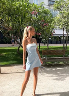 Summer Sleeveless Strapless Mini Tube Dresses For Women Outfit Casual Patchwork Bodycon Beach Holiday Party Dress Homecoming Dress Y7261 by simplepromdress