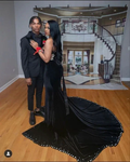 Black Velvet Prom Dresses Long Mermaid Formal Party Gowns Evening Dress Y6518 by simplepromdress