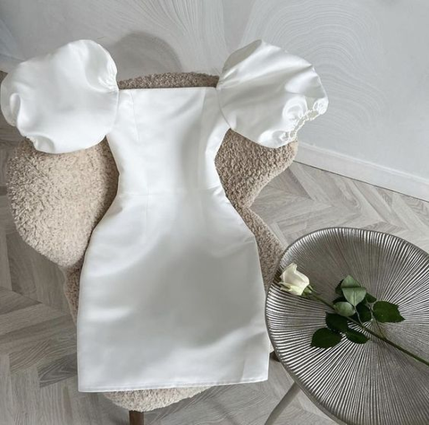 Vintage White Square Neckline Homecoming Dress Birthday Outfit Dress Y4058