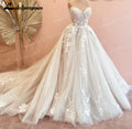 Luxurious Court Train Wedding Dress Vestido Civil Tulle Wedding Dresses Customized Lace Bodice Bridal Gown Robe de mariee