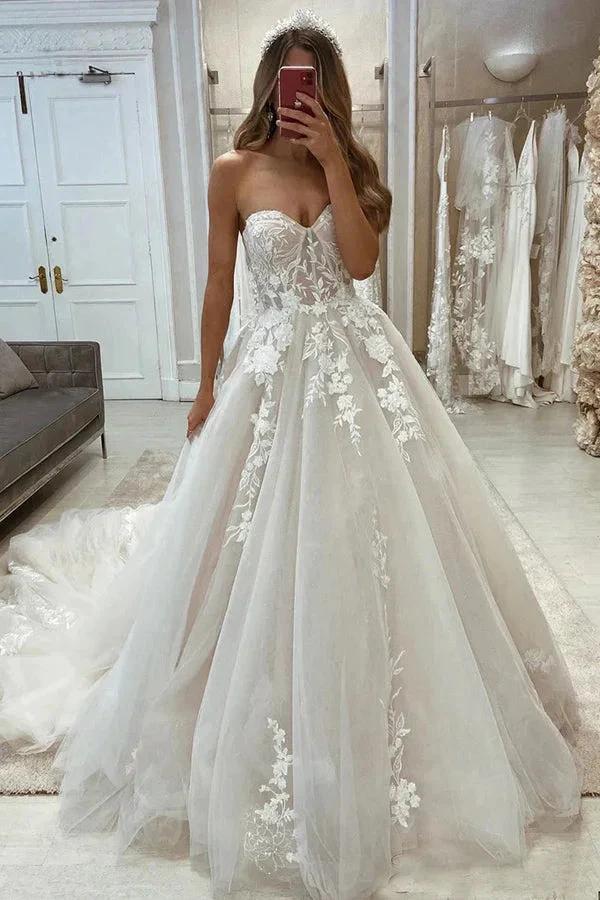 Unique Off the Shoulder Long Sleeves Princess Wedding Dress WD728 by pgmdress