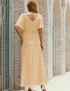 Numbersea V-Neck Bridesmaid Dress Long Formal Dresses with Belt for 28022